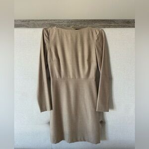 Theory Kamillina long sleeve dress in a neutral beige flannel melange
